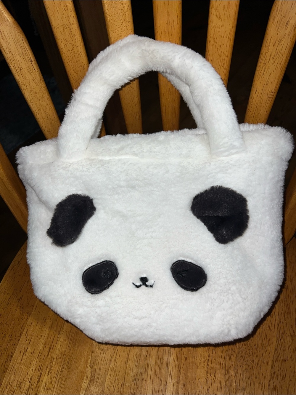 Plush White Panda Kids Handbag with Cute Face